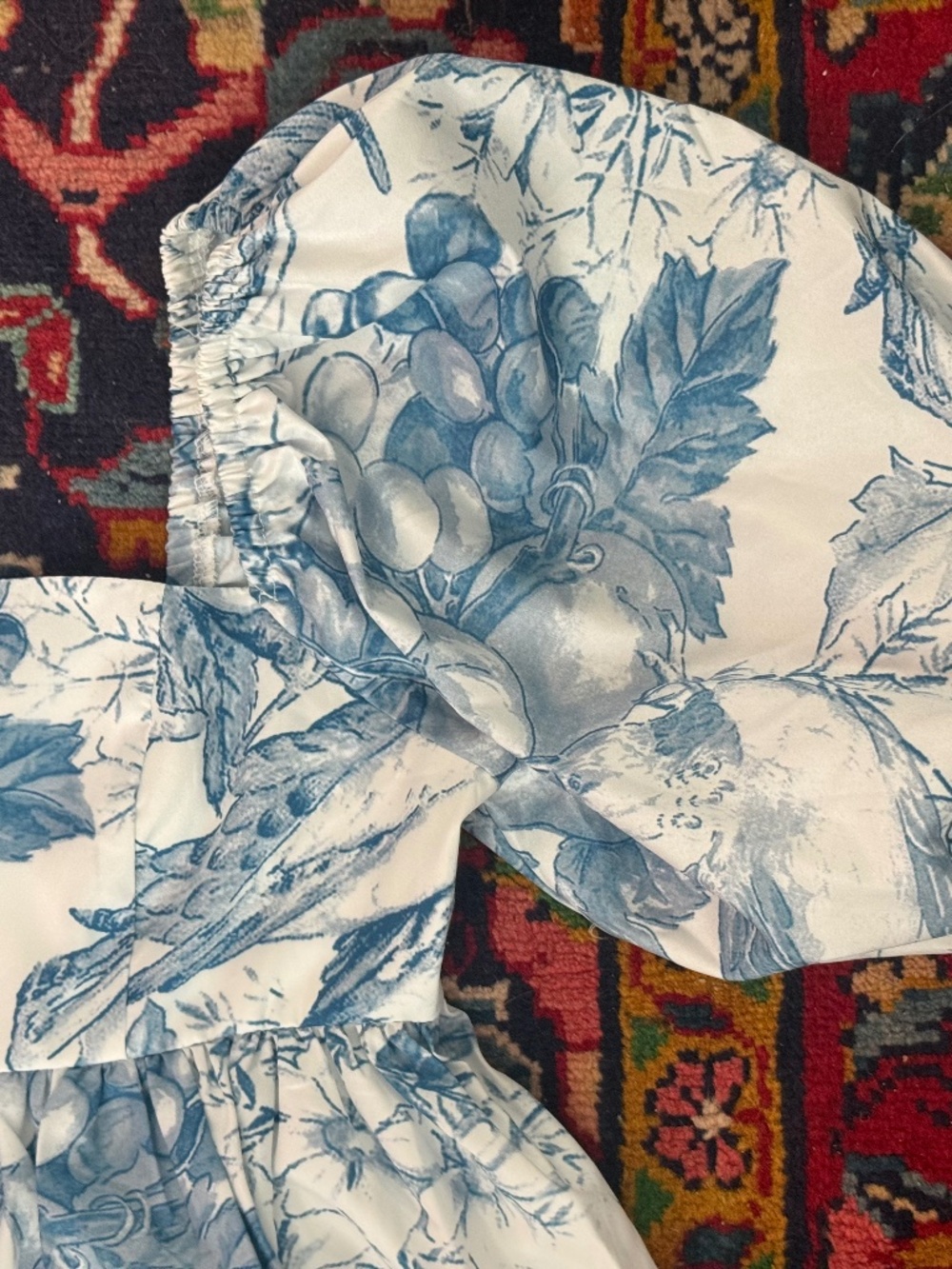 Dusty Blue Toile Puff Selkie Style Mini Dress - Medium - Picture 6 of 8